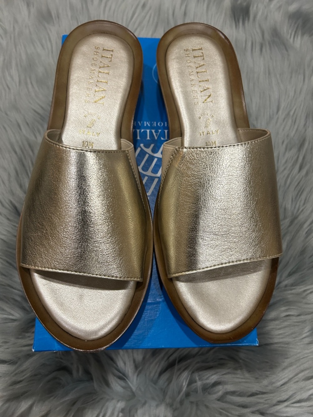 Italian Shoemakers Metallic Gold Slide Mule Sandals